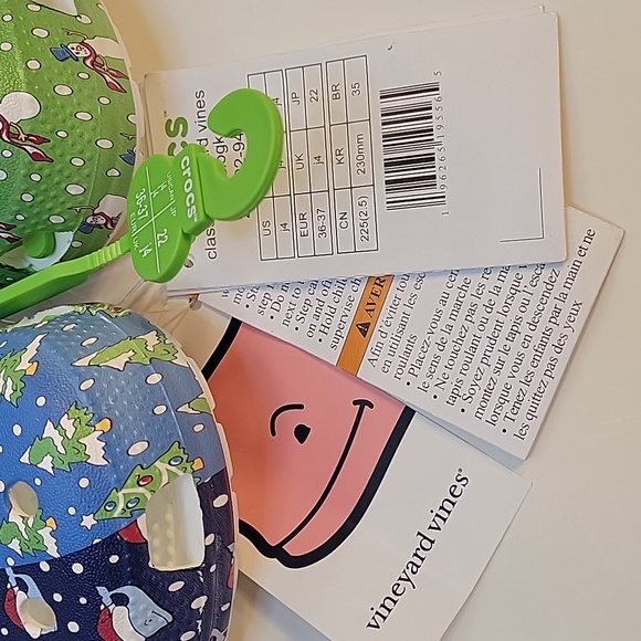 CROCS x Vineyard Vines HOLIDAY CHRISTMAS PATCHWORK CLOGS Size J4 - Picture 14 of 16